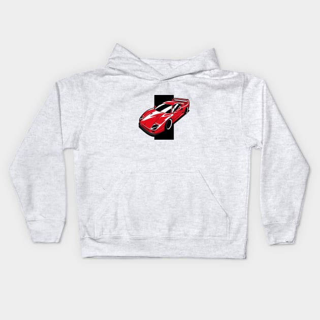 Red F40 Classic Supercar Kids Hoodie by KaroCars